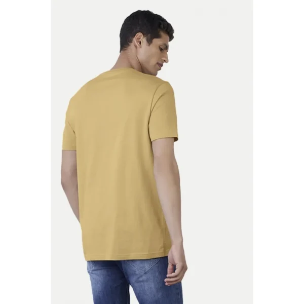 Men's?Casual Half sleeve Solid?Polyester Crew Neck T-shirt (Sand) - Image 2