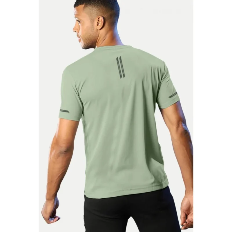 Alternative view of Men's?Casual Half sleeve Solid?Polyester Crew Neck T-shirt (Pista)