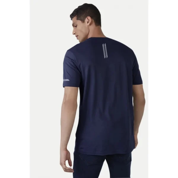 Men's?Casual Half sleeve Solid?Polyester Crew Neck T-shirt (Navy) - Image 2