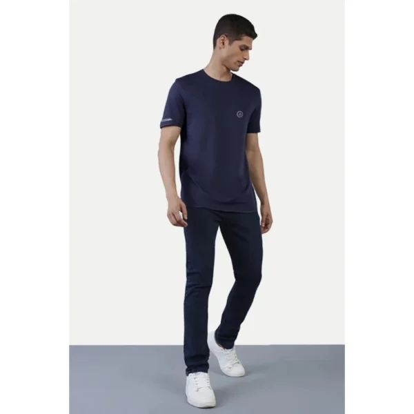 Men's?Casual Half sleeve Solid?Polyester Crew Neck T-shirt (Navy) - Image 5