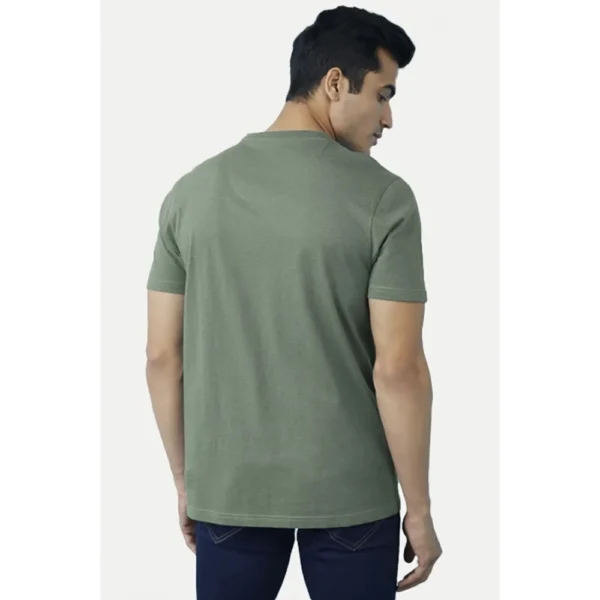 Men's?Casual Half sleeve Solid?Cotton V Neck T-shirt (Green) - Image 2