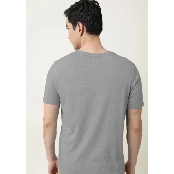Men's?Casual Half sleeve Solid?Cotton V Neck T-shirt (Grey Melange) - Image 2
