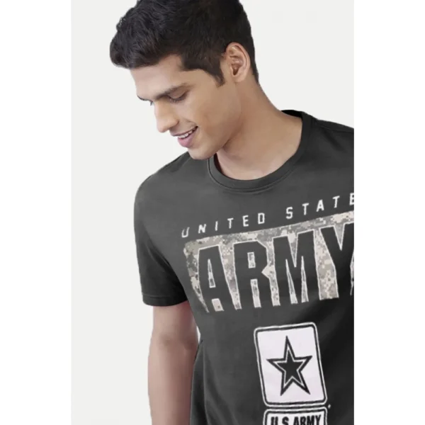 Men's?Casual Half sleeve Printed Cotton Round Neck T-shirt (Dark Grey) - Image 3
