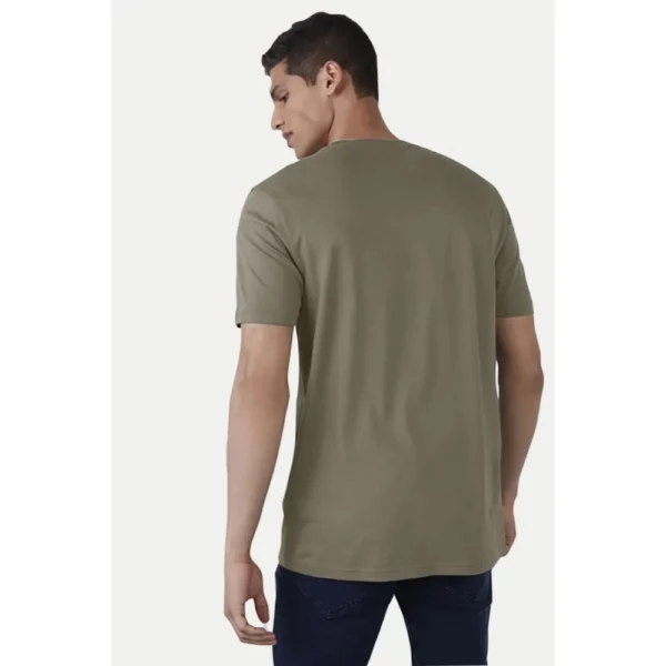 Men's?Casual Half sleeve Printed Cotton Crew Neck T-shirt (Olive) - Image 2