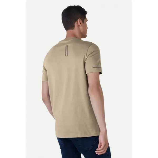 Men's?Casual Half sleeve Solid?Polyester Crew Neck T-shirt (Beige) - Image 2