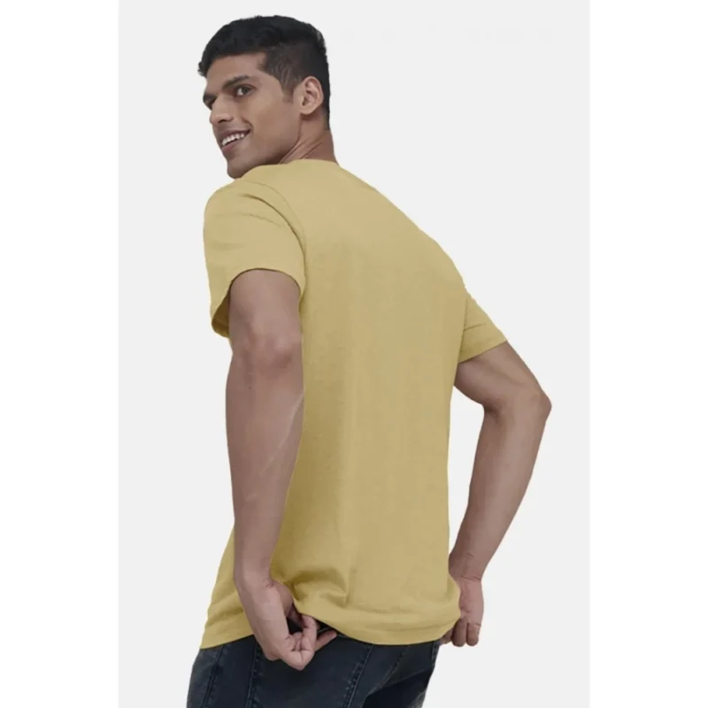 Alternative view of Men's?Casual Half sleeve Solid?Cotton V Neck T-shirt (Sand)