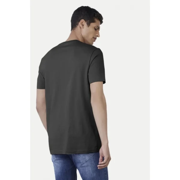 Men's?Casual Half sleeve Printed Cotton Round Neck T-shirt (Dark Grey) - Image 2