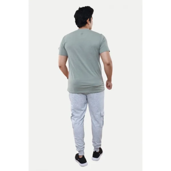 Men's?Casual Half sleeve Printed Cotton Crew Neck T-shirt (Grey) - Image 2