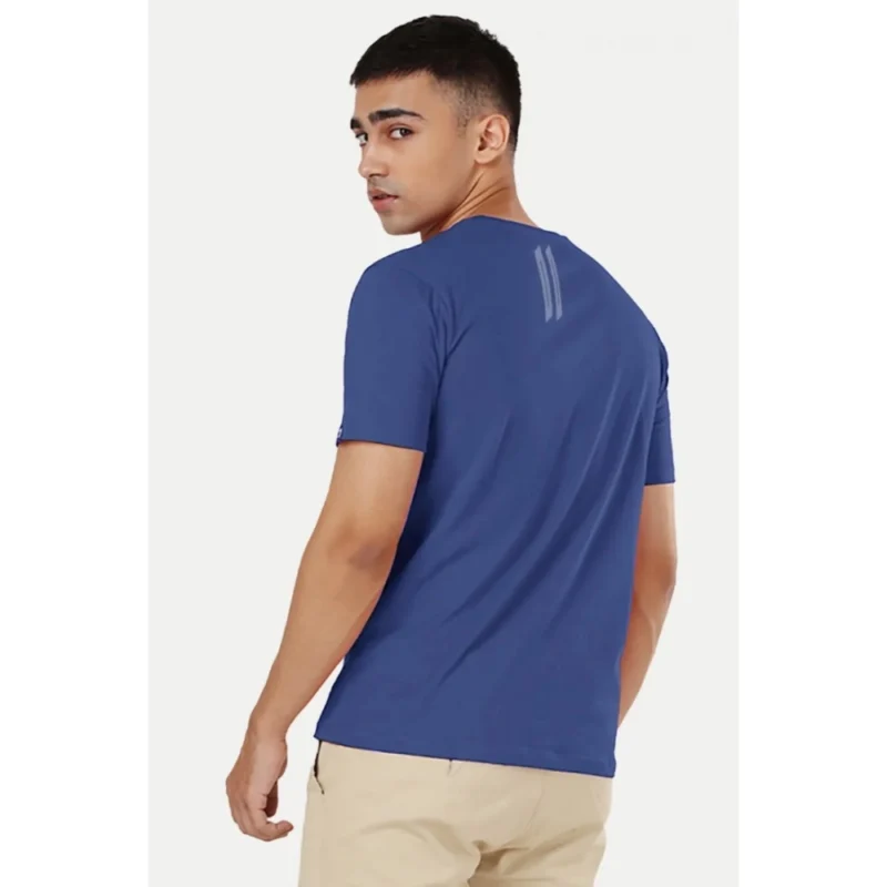 Alternative view of Men's?Casual Half sleeve Solid?Polyester Crew Neck T-shirt (Blue)