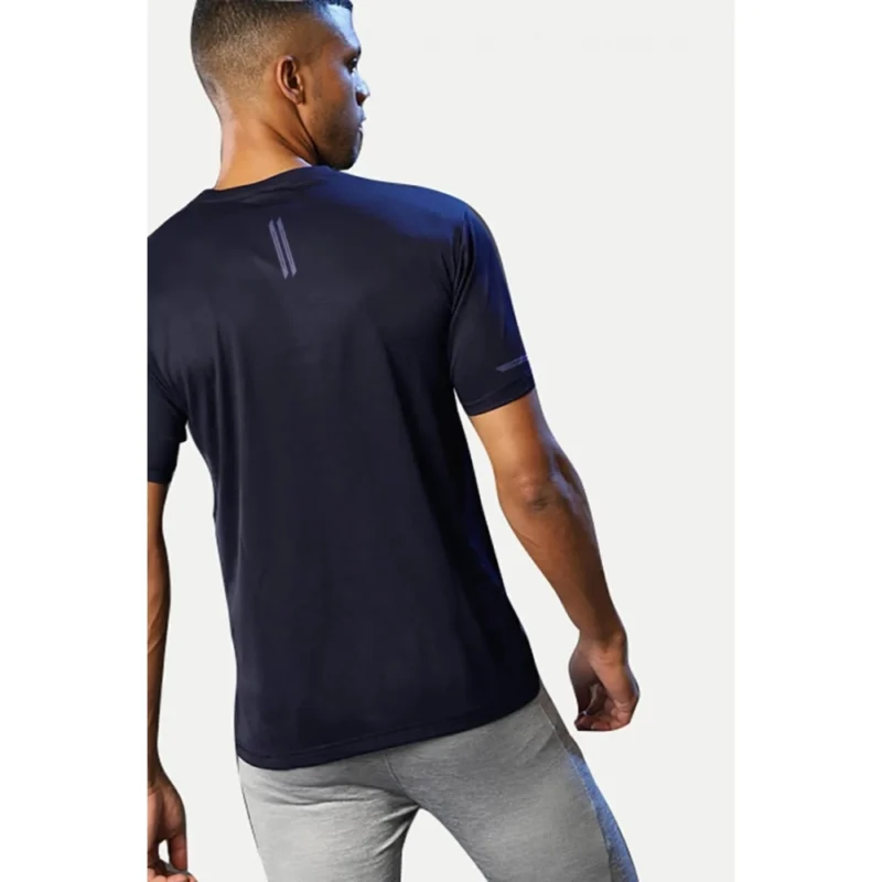 Alternative view of Men's?Casual Half sleeve Solid?Polyester Crew Neck T-shirt (Navy)
