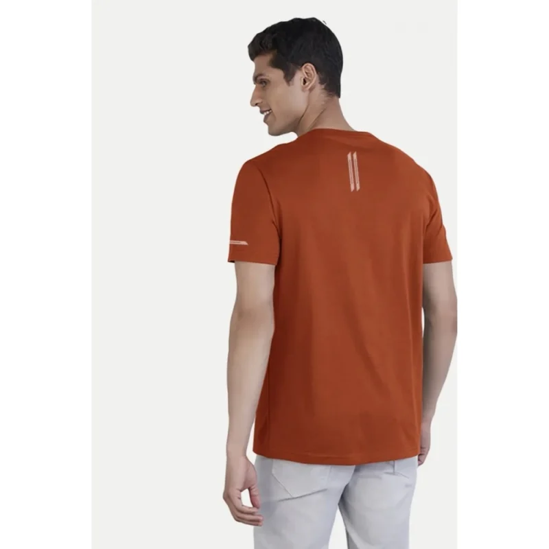 Alternative view of Men's?Casual Half sleeve Solid?Polyester Crew Neck T-shirt (Rust)