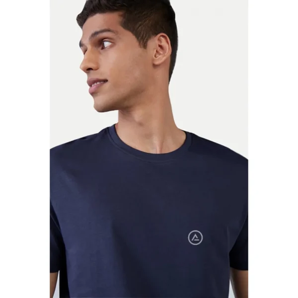 Men's?Casual Half sleeve Solid?Polyester Crew Neck T-shirt (Navy) - Image 3