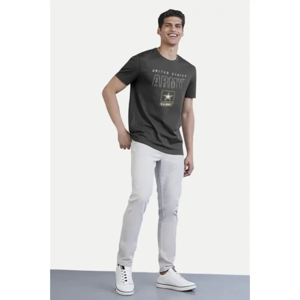 Men's?Casual Half sleeve Printed Cotton Crew Neck T-shirt (Black) - Image 5