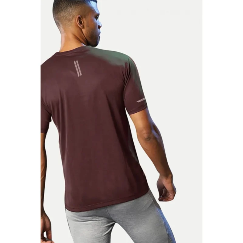 Alternative view of Men's?Casual Half sleeve Solid?Polyester Crew Neck T-shirt (Maroon)