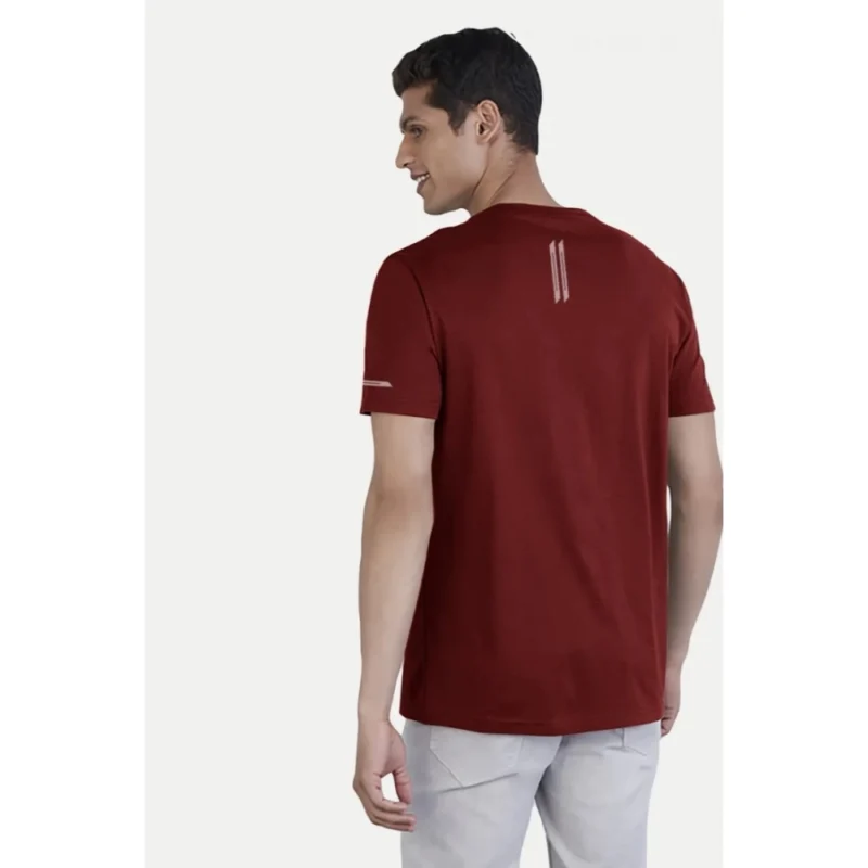 Alternative view of Men's?Casual Half sleeve Solid?Polyester Crew Neck T-shirt (Maroon)