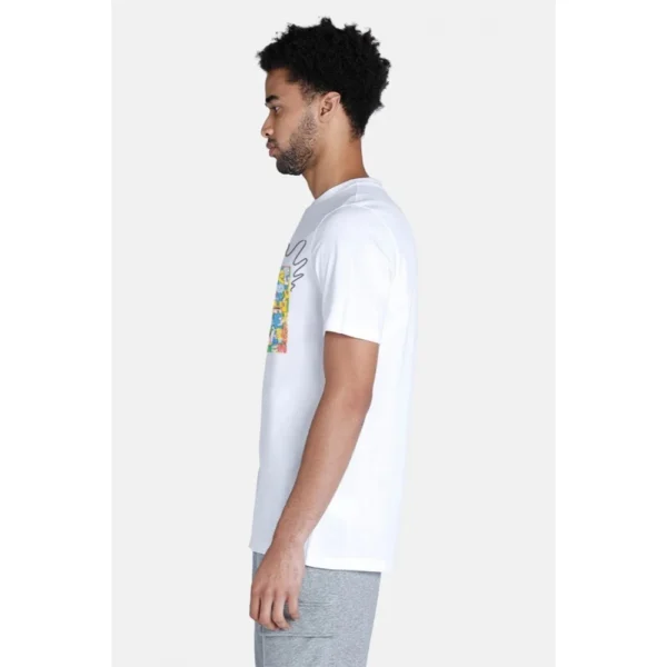 Men's?Casual Half sleeve Printed Polyester Crew Neck T-shirt (White) - Image 6