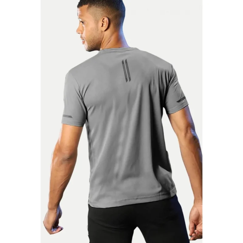 Alternative view of Men's?Casual Half sleeve Solid?Polyester Crew Neck T-shirt (Grey)