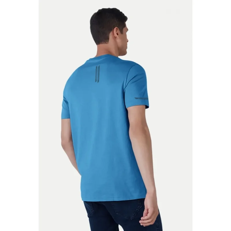 Alternative view of Men's?Casual Half sleeve Solid?Polyester Crew Neck T-shirt (Light Blue)
