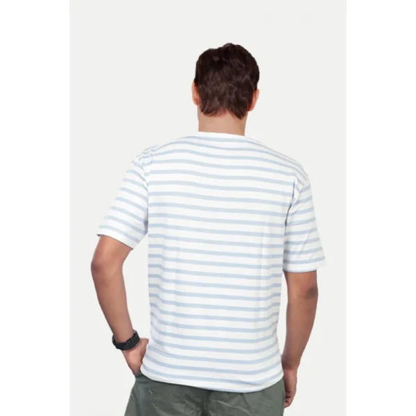 Men's?Casual Half sleeve Stripped Cotton Crew Neck T-shirt (White) - Image 2