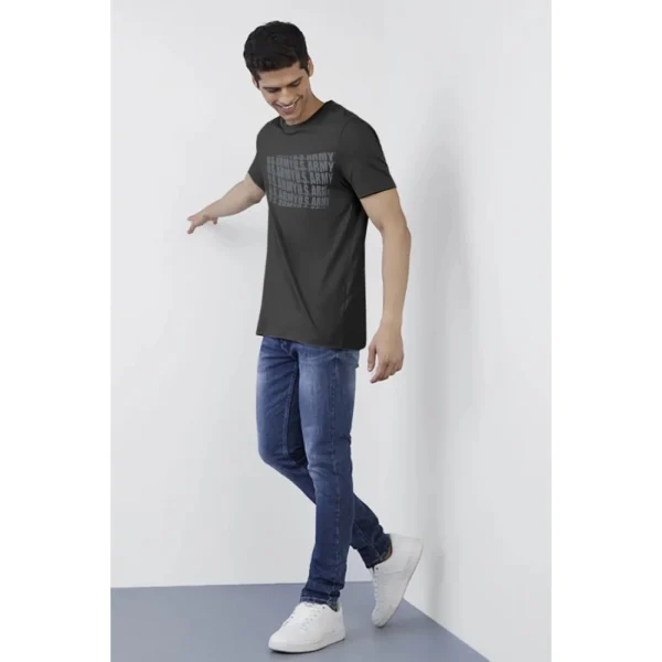 Men's?Casual Half sleeve Printed Cotton Round Neck T-shirt (Dark Grey) - Image 5