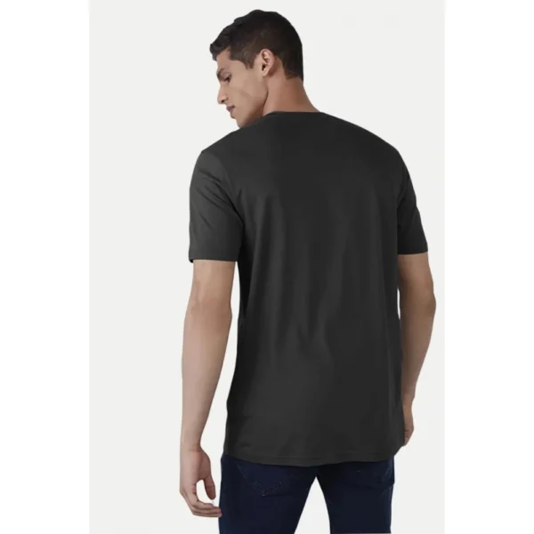 Men's?Casual Half sleeve Printed Cotton Crew Neck T-shirt (Black) - Image 2