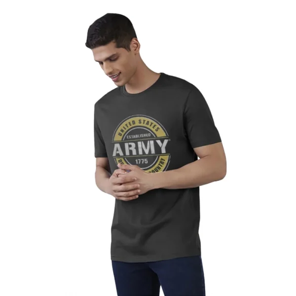 Men's?Casual Half sleeve Printed Cotton Crew Neck T-shirt (Black)