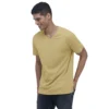 Men's?Casual Half sleeve Solid?Cotton V Neck T-shirt (Sand)