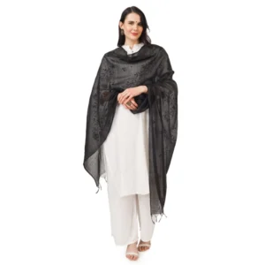 Alternative view of Generic Women's Cotton Embroidered Dupatta (Black, Length: 2.25 to 2.50 Mtr)