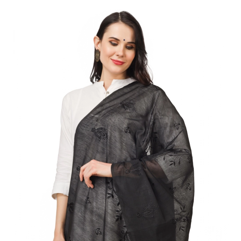 Generic Women's Cotton Embroidered Dupatta (Black, Length: 2.25 to 2.50 Mtr) - Image 4