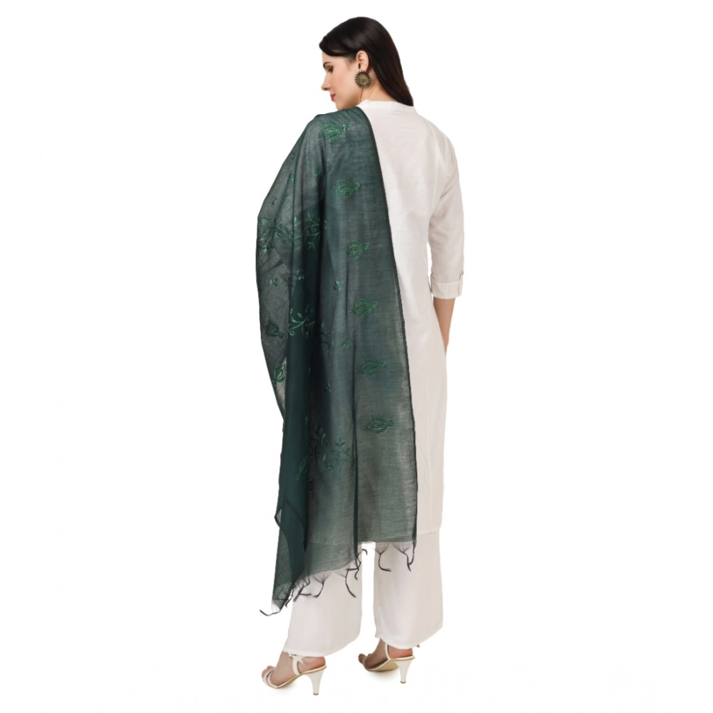 Generic Women's Cotton Embroidered Dupatta (Green, Length: 2.25 to 2.50 Mtr) - Image 3