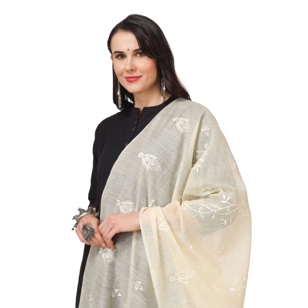 Women's Cotton Embroidered Dupatta (Off-White, Length:?2.25 to 2.50 Mtr) - Image 4