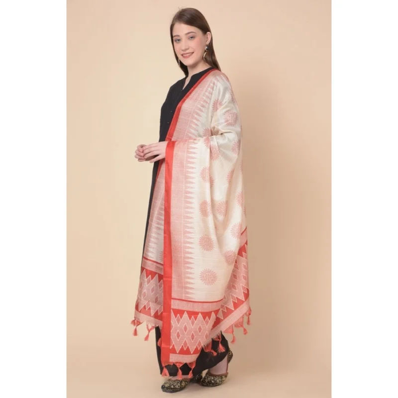 Alternative view of Generic Women's Art Silk Printed Dupatta (Red, Length: 2.25 to 2.50 Mtr)