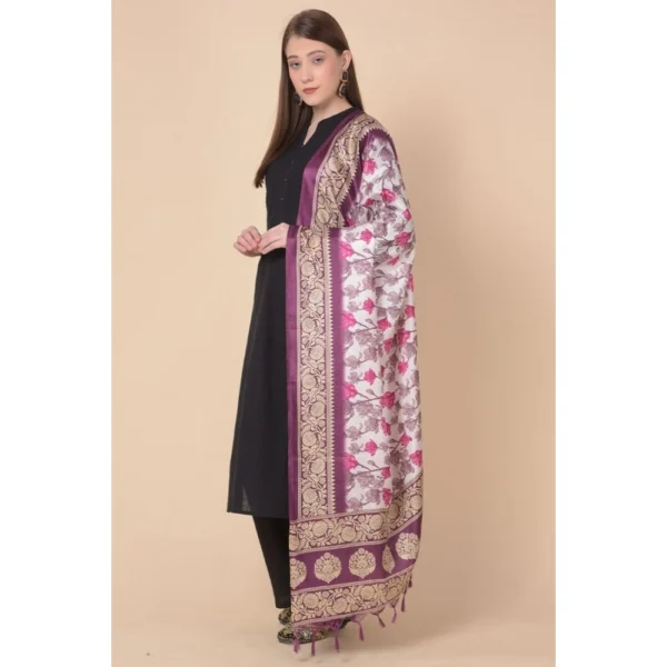 Women's Art Silk Printed Dupatta (Purple, Length:?2.25 to 2.50 Mtr) - Image 4