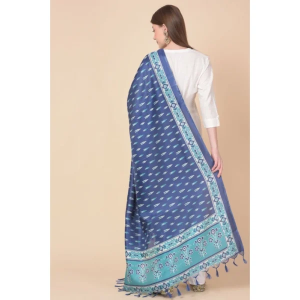 Women's Art Silk Printed Dupatta (Blue, Length:?2.25 to 2.50 Mtr) - Image 4