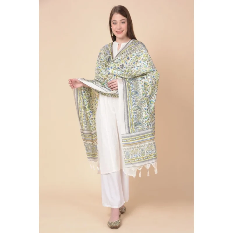 Alternative view of Generic Women's Art Silk Printed Dupatta (Grey, Length: 2.25 to 2.50 Mtr)