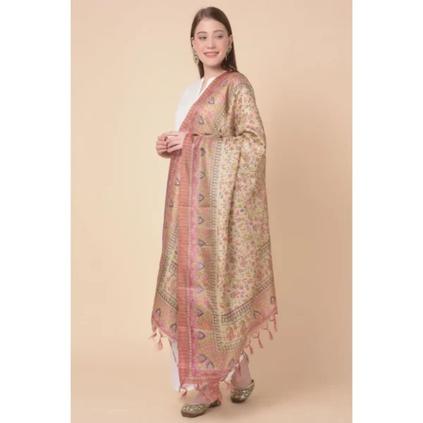 Women's Art Silk Printed Dupatta (Pink, Length: 2.25 to 2.50 Mtr) - Image 4