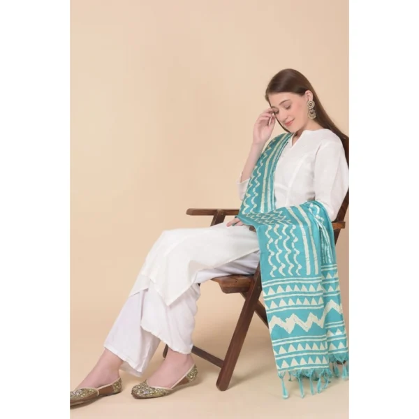 Women's Art Silk Printed Dupatta (Turquoise, Length:?2.25 to 2.50 Mtr) - Image 3