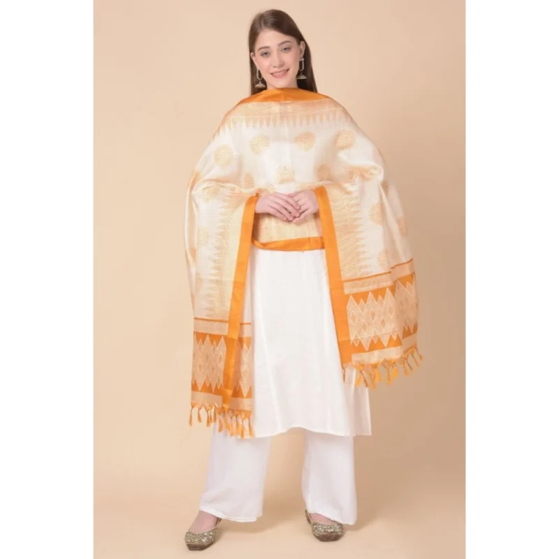 Alternative view of Generic Women's Art Silk Printed Dupatta (Orange, Length: 2.25 to 2.50 Mtr)