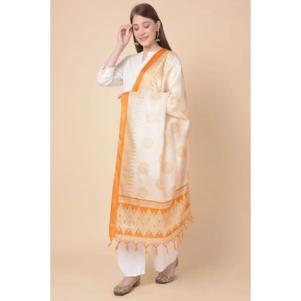 Generic Women's Art Silk Printed Dupatta (Orange, Length: 2.25 to 2.50 Mtr) - Image 4