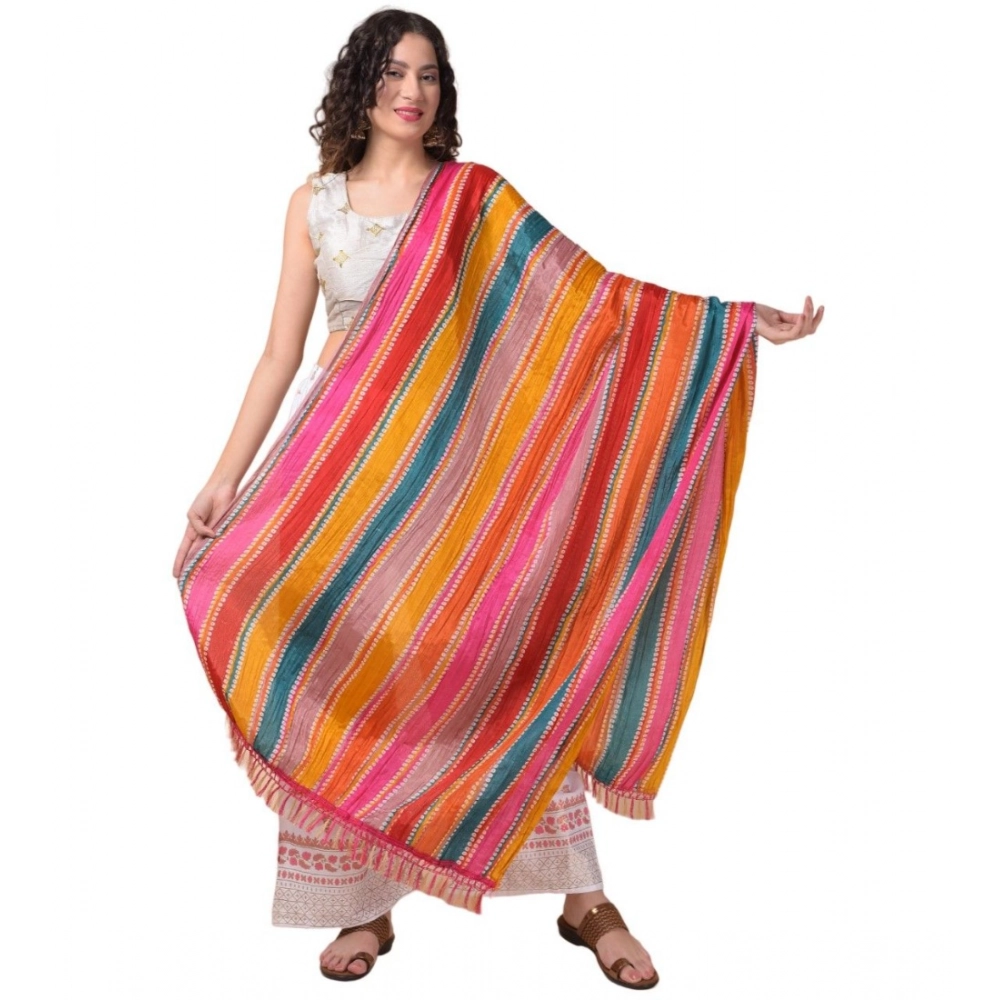 Generic Women's Chanderi Printed Dupatta (Multicolor, Length: 2.25 to 2.50 Mtr)