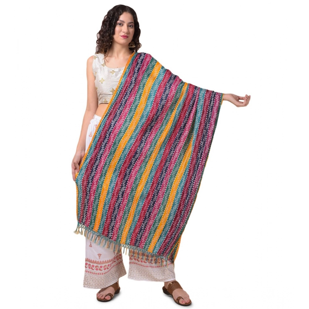 Generic Women's Chanderi Printed Dupatta (Multicolor, Length: 2.25 to 2.50 Mtr)