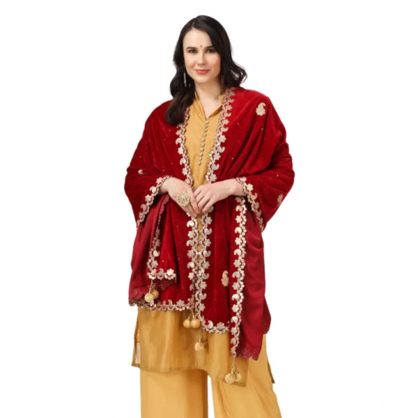 Women's Velvet Gotta Patti Dupatta (Maroon, Length:?2.25 to 2.50 Mtr) - Image 4