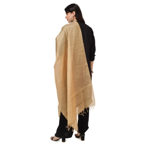 Generic Women's Chanderi Solid Dupatta (Gold, Length: 2.25 to 2.50 Mtr) - Image 3