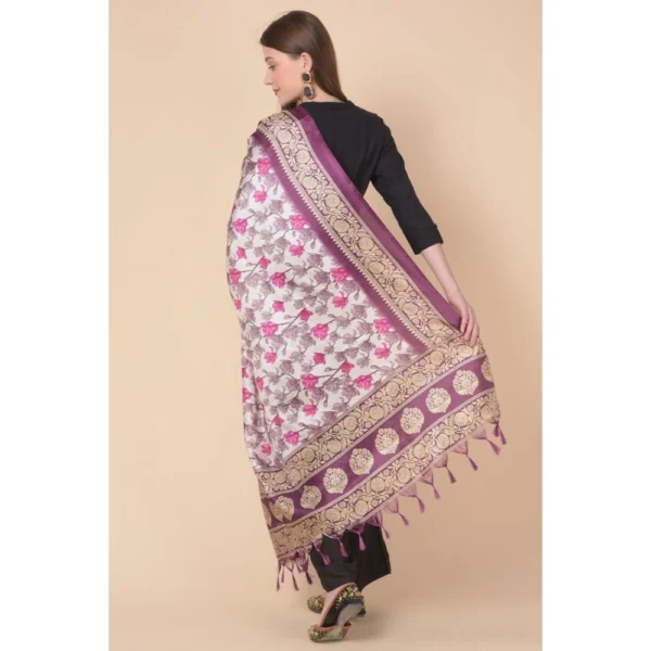 Women's Art Silk Printed Dupatta (Purple, Length:?2.25 to 2.50 Mtr) - Image 5