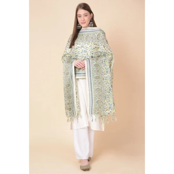 Generic Women's Art Silk Printed Dupatta (Off White, Length: 2.25 to 2.50 Mtr) - Image 4