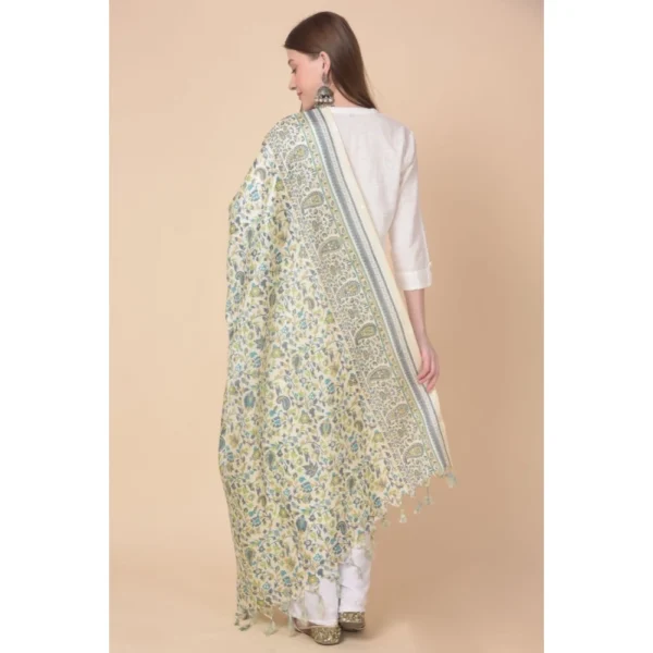 Generic Women's Art Silk Printed Dupatta (Off White, Length: 2.25 to 2.50 Mtr) - Image 5