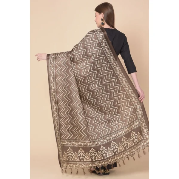 Generic Women's Art Silk Printed Dupatta (Brown, Length: 2.25 to 2.50 Mtr) - Image 5