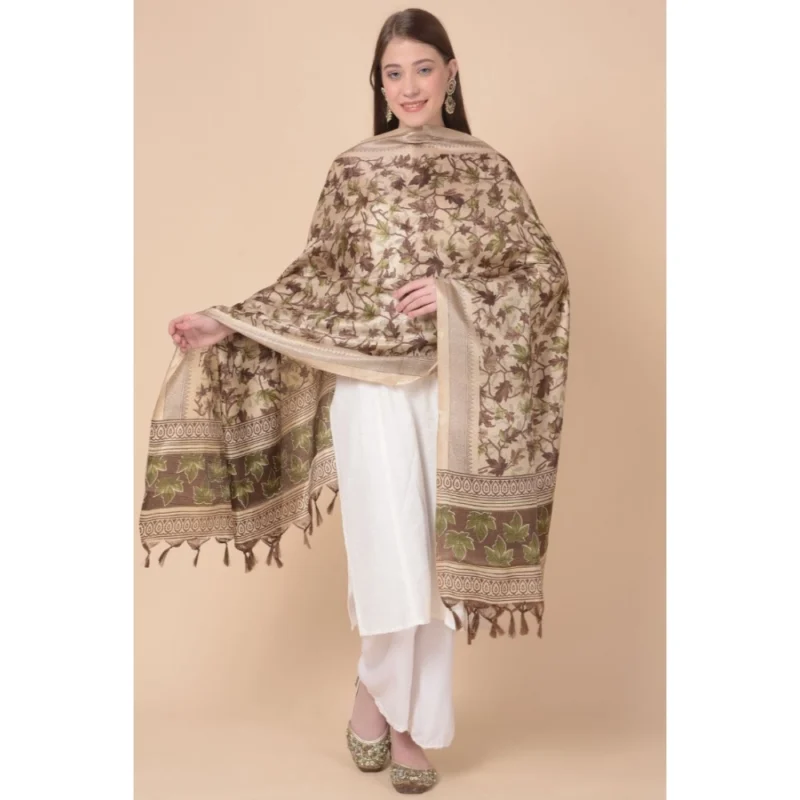 Alternative view of Generic Women's Art Silk Printed Dupatta (Gold, Length: 2.25 to 2.50 Mtr)