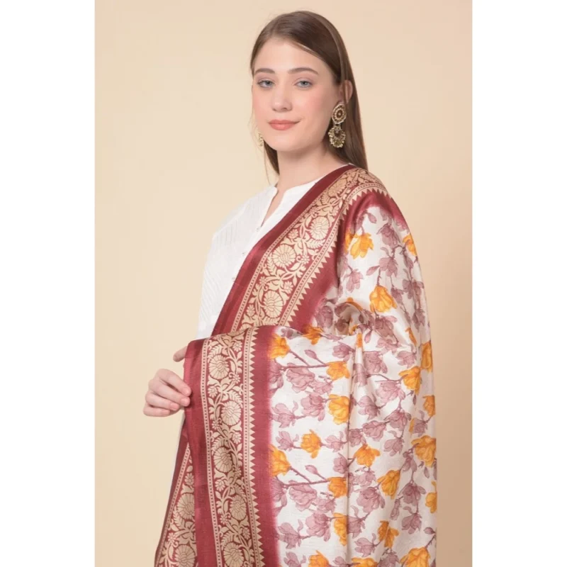 Alternative view of Generic Women's Art Silk Printed Dupatta (Maroon, Length: 2.25 to 2.50 Mtr)