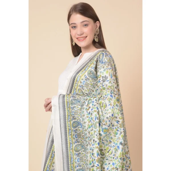 Generic Women's Art Silk Printed Dupatta (Grey, Length: 2.25 to 2.50 Mtr) - Image 3